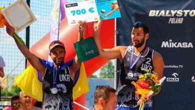 Сергій Попов (ліворуч) разом із Едуардом Резніком стали срібними призерами змагань із пляжного волейболу, які 26 червня завершилися в Польщі